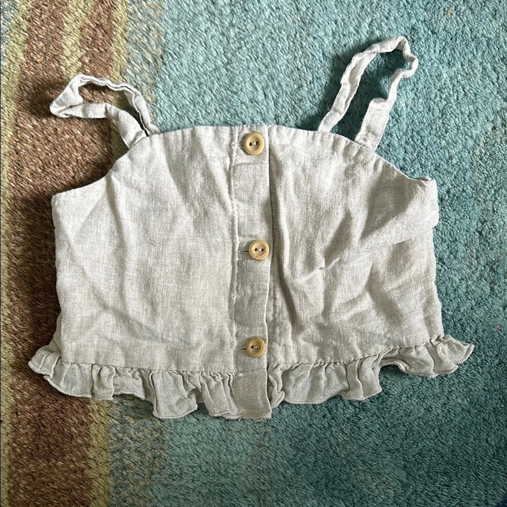 H&M Kids Light cream crop Top with Ruffle Hem